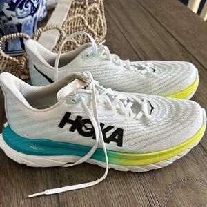 Hoka March 5 White and Lime Athletic Sneakers